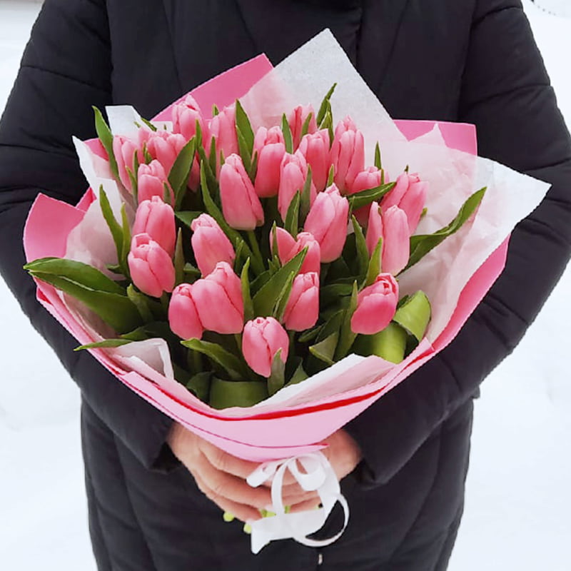 Букет розовых тюльпанов (25 шт)